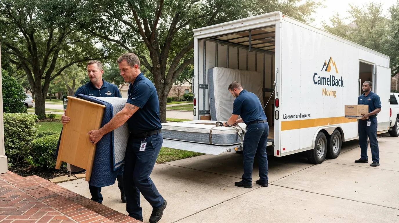 Crew loading residential truck for cross-state move from Yazoo City, MS