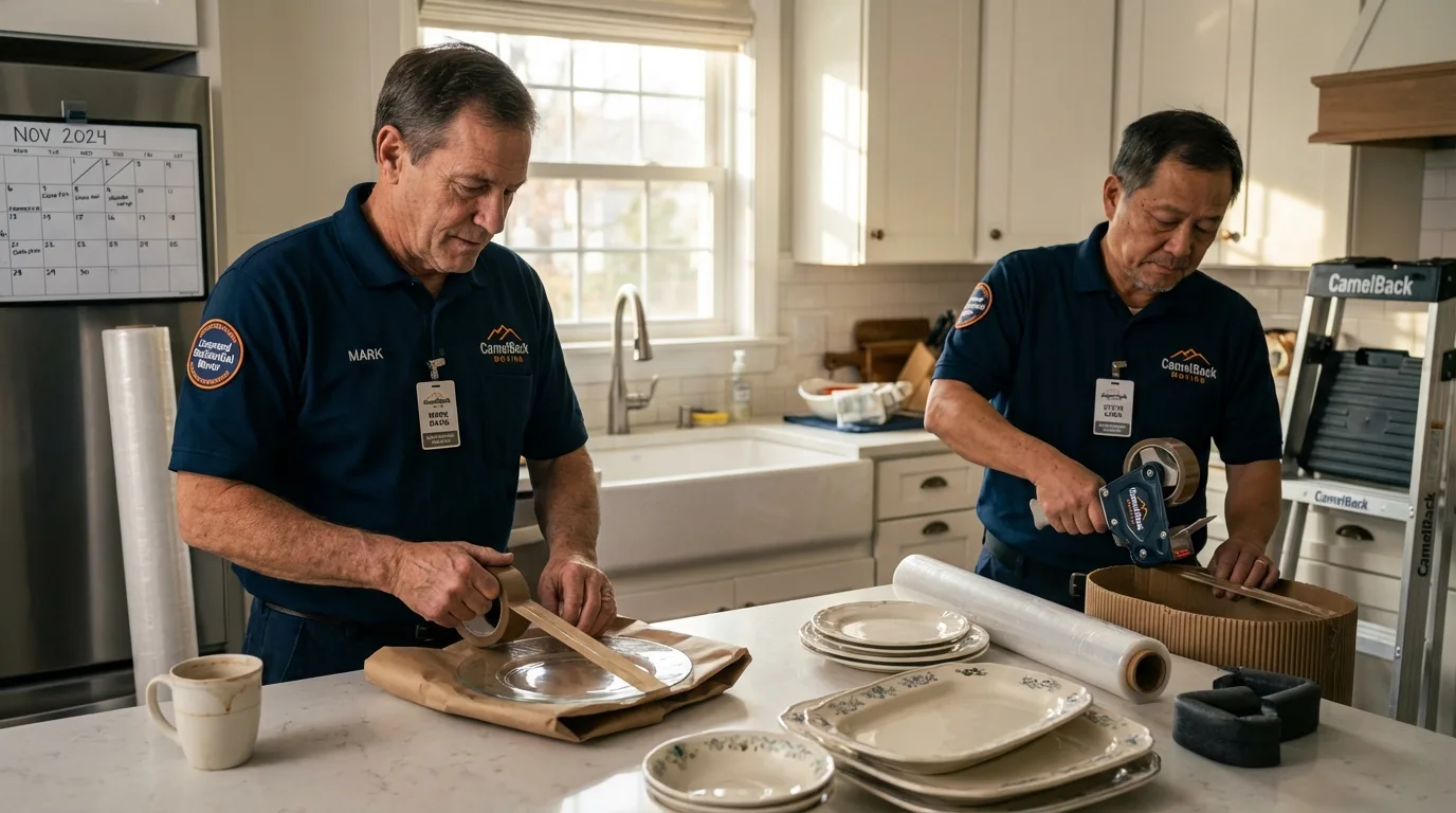 Professional crew packing kitchen dishware in Yazoo City, MS